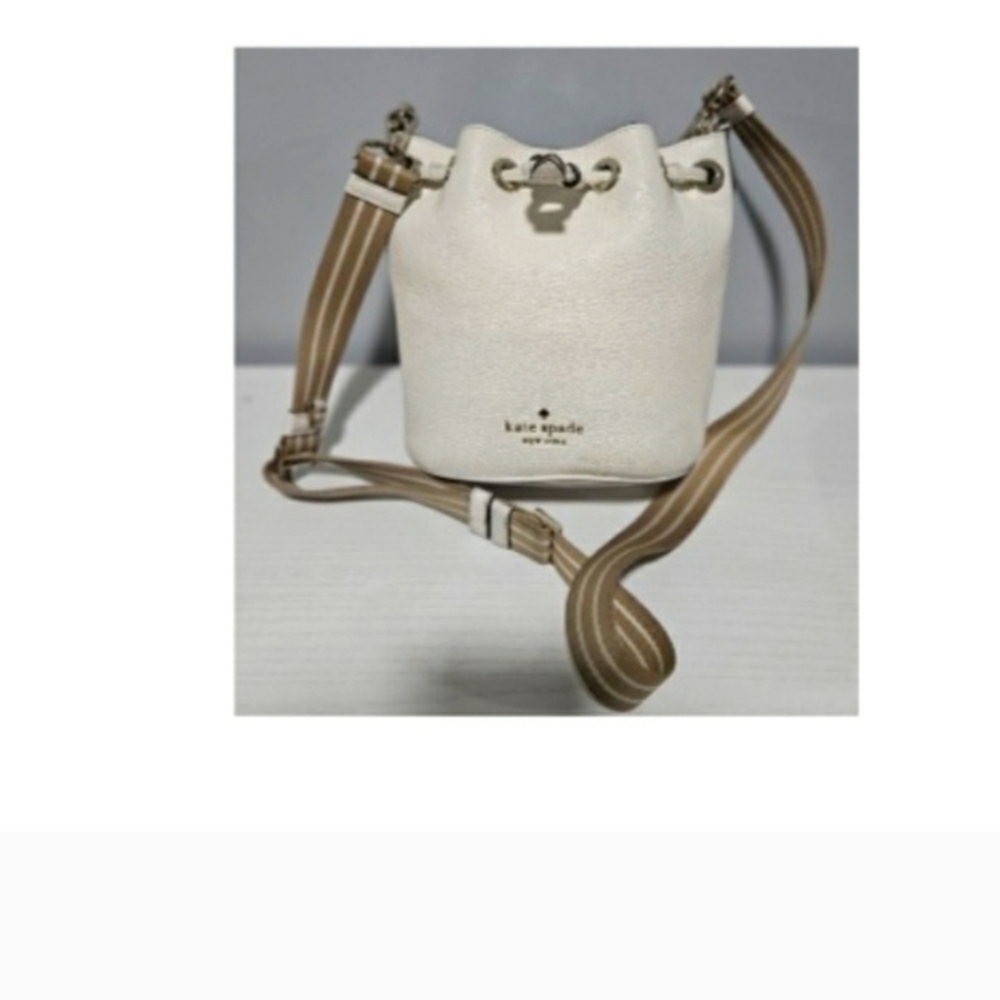 NWT KATE SPADE Rosie Mini Bucket Bag White Leather Purse Ivory KC740